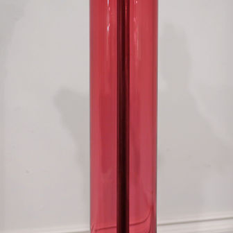 an Edwardian silver Corinthian column antique table lamp with cranberry red glass to its central column