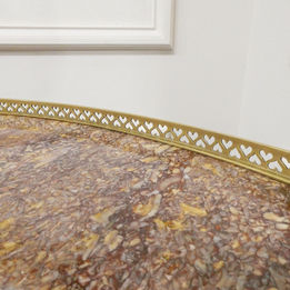 A French 19th century kidney shaped mahogany side table with gilt bronze mounts and marble top by Maison Millet
