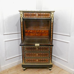 French Louis XVI style escritoire cabinet with inlaid front and writing compartment
