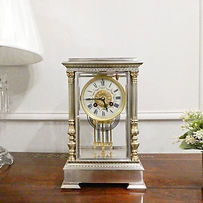 french silver four glass antique mantel clock