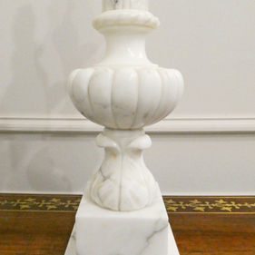 an Italian carved alabaster antique table lamp