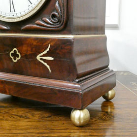 Georgian mahogany antique library clock with single fusee timepiece movement by James Bush of London