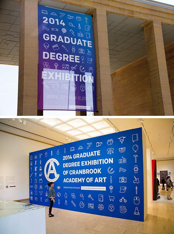 Amy Nicole Schwartz’s 2014 exhibition graphics with custom icons, at the Cranbrook Art Museum (with Jesen Tanadi).
