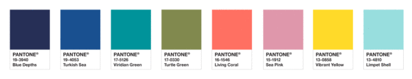"Under the Sea" palette of Living Coral's complementary shades
