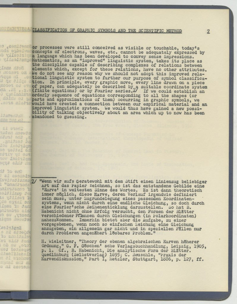 a document from the Modley collection written in 1959, “The Classification of Graphic Symbols and the Scientific Method.”
