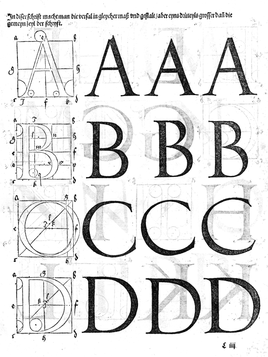 Dürer applies Da Vinci’s proportions to typography
