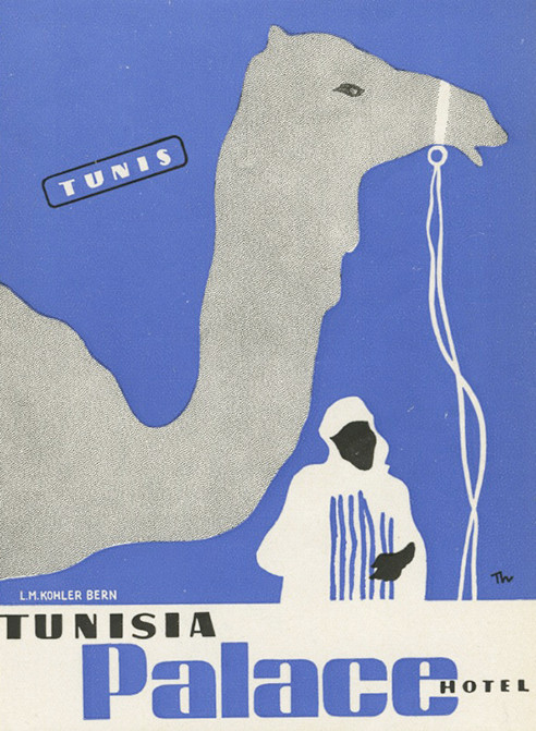 tunisia palace Hotel luggage label