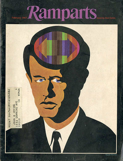 Dugald Stermer's portrait of Bobby Kennedy, whose mid-life conversion from Conservative to Liberal democrat was being questioned by left and right, showed me that stylized graphic characterizations could have strong resonance when in the right illustrator's hands.