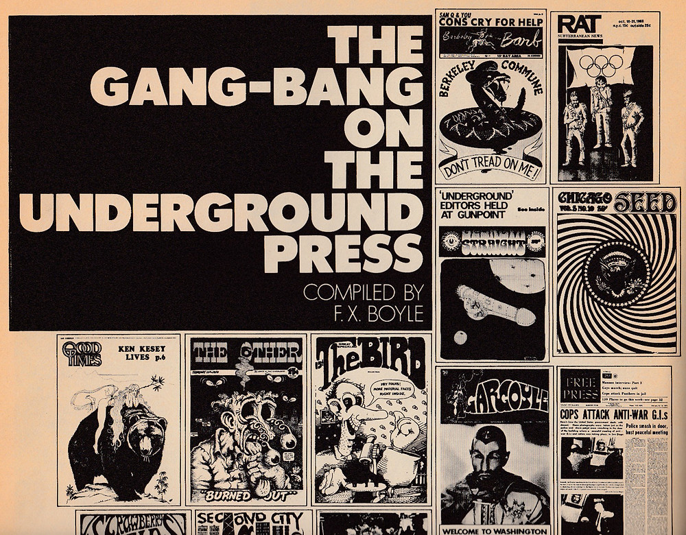 A portion of a page from Avant Garde magazine on the American underground press.
