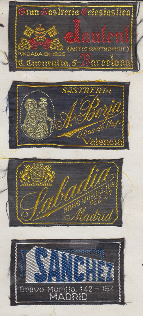 Vintage clothing labels are hidden in clothes.
