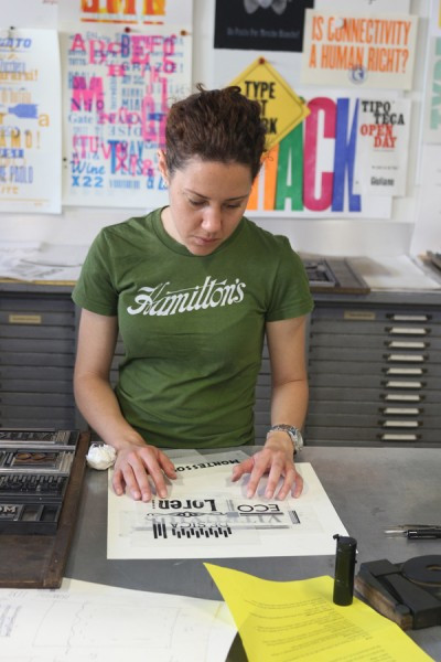 Tahlia McBride checking her initial proof.