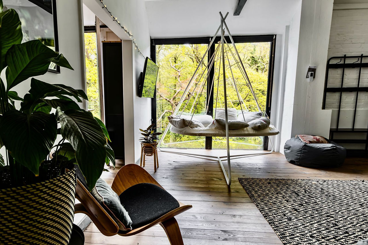 hanging swing placed within the studio hire