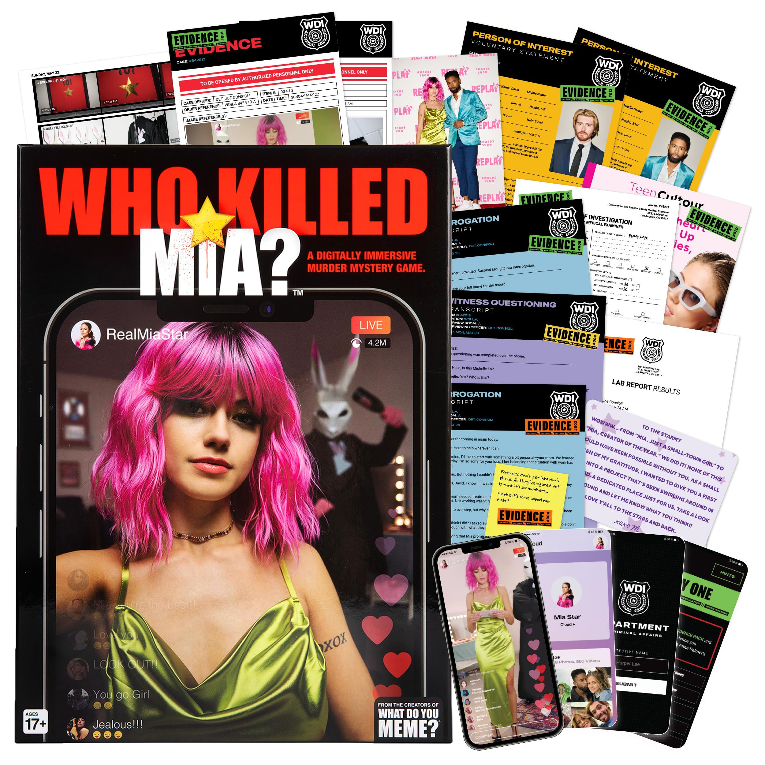 What Do You Meme? Who Killed Mia — A Modern Murder Mystery Game True Crime Solvi