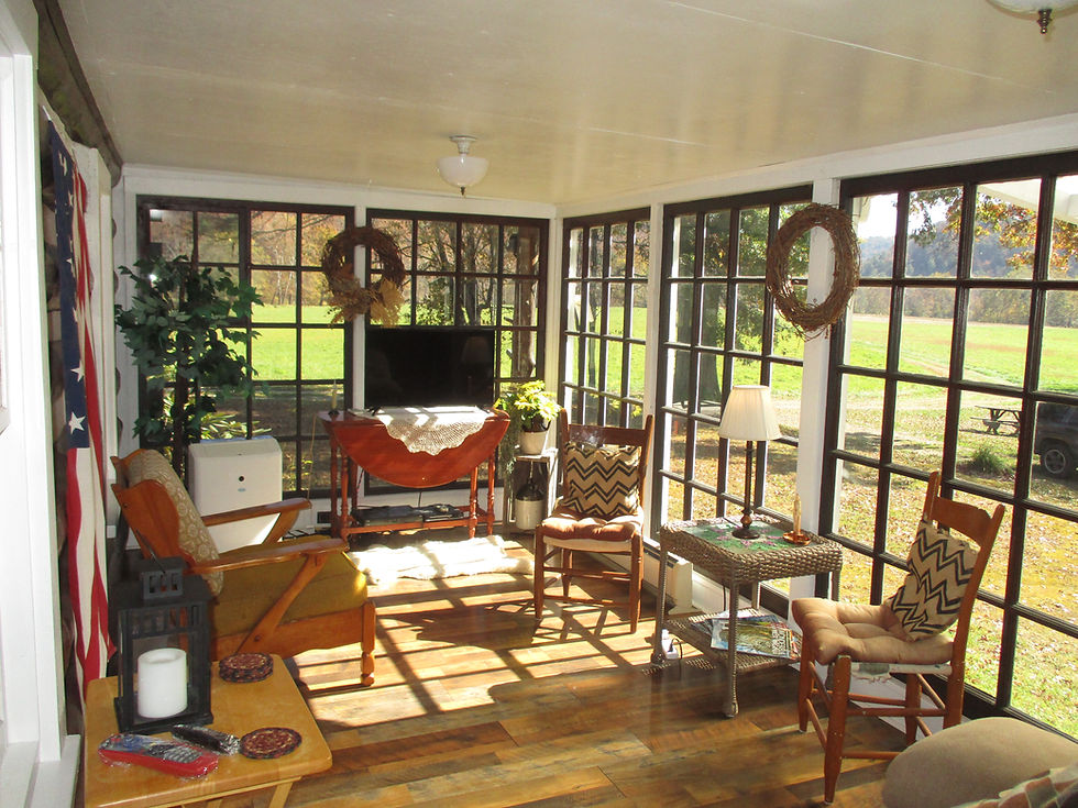Our "sunny" sunporch at cabin