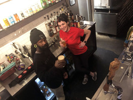 Goat and Rachael manning the Mojo bar.