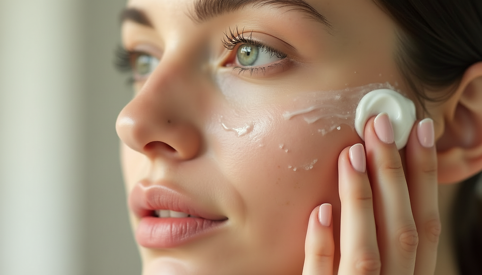 woman applying skincare as a reminder that healthy skin starts from within through nutrition, lifestyle and holistic skincare