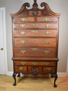 Item # 34, AMERICAN ANTIQUE MAHOGANY CHIPPENDALE HIGHBOY: