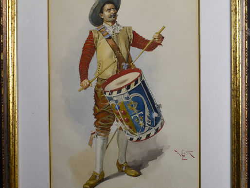 Item # 191, FRAMED WATERCOLOR "DRUMMER"