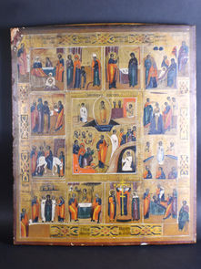Item #1, TH CENTURY RUSSIAN ICON HAND PAINTED ON PANEL