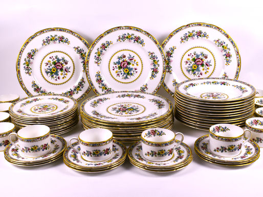 # 337, 60 PIECE SET                    "COALPORT MING ROSE"               DINNER SERVICE, 12 PLACE SETTINGS: 