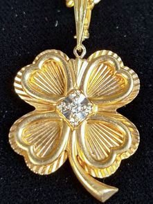 Item # 51, 10KT. YELLOW GOLD 24w FOUR LEAF SHAMROCK DESIGN PIN AND PENDANT