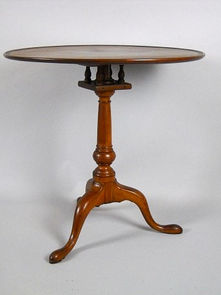 Item # 110,  LATE 18TH/EARLY 19TH CENTURY AMERICAN BIRDCAGE TILT TOP TEA TABLE: