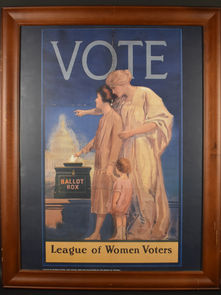 Item #43, FRAMED VINTAGE "LEAGUE OF WOMEN VOTERS" POSTER