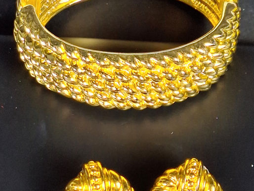 Item # 291, "ANNE KLEIN" GOLD TONE BRACELET & EARRING SET: