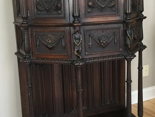Item #71, CONTINENTAL GOTHIC REVIVAL ECCLESIASTICAL CABINET ON STAND