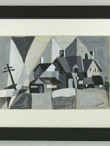 ITEM #33, FRAMED ABSTRACT WATERCOLOR LANDSCAPE IN           THE MANNER OF JOHN MARIN: 