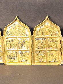 Item # 247, FOUR PANEL BRONZE RUSSIAN ORTHODOX QUADRIPTYCH: 