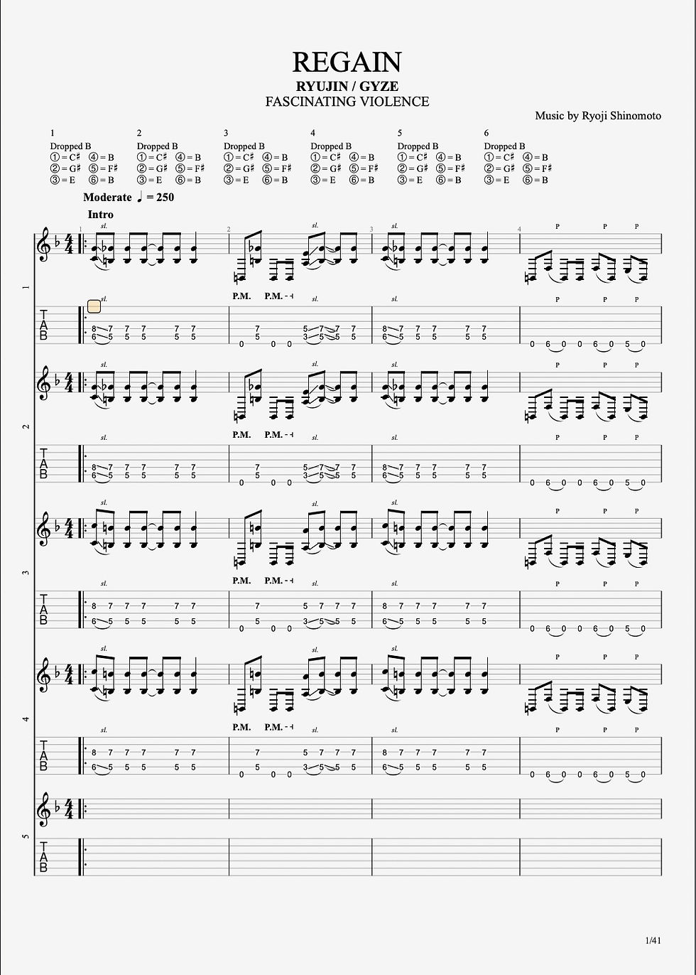 サムネイル： RYUJIN / Fascinating Violence - Complete Guitar Score (PDF + Guitar Pro)