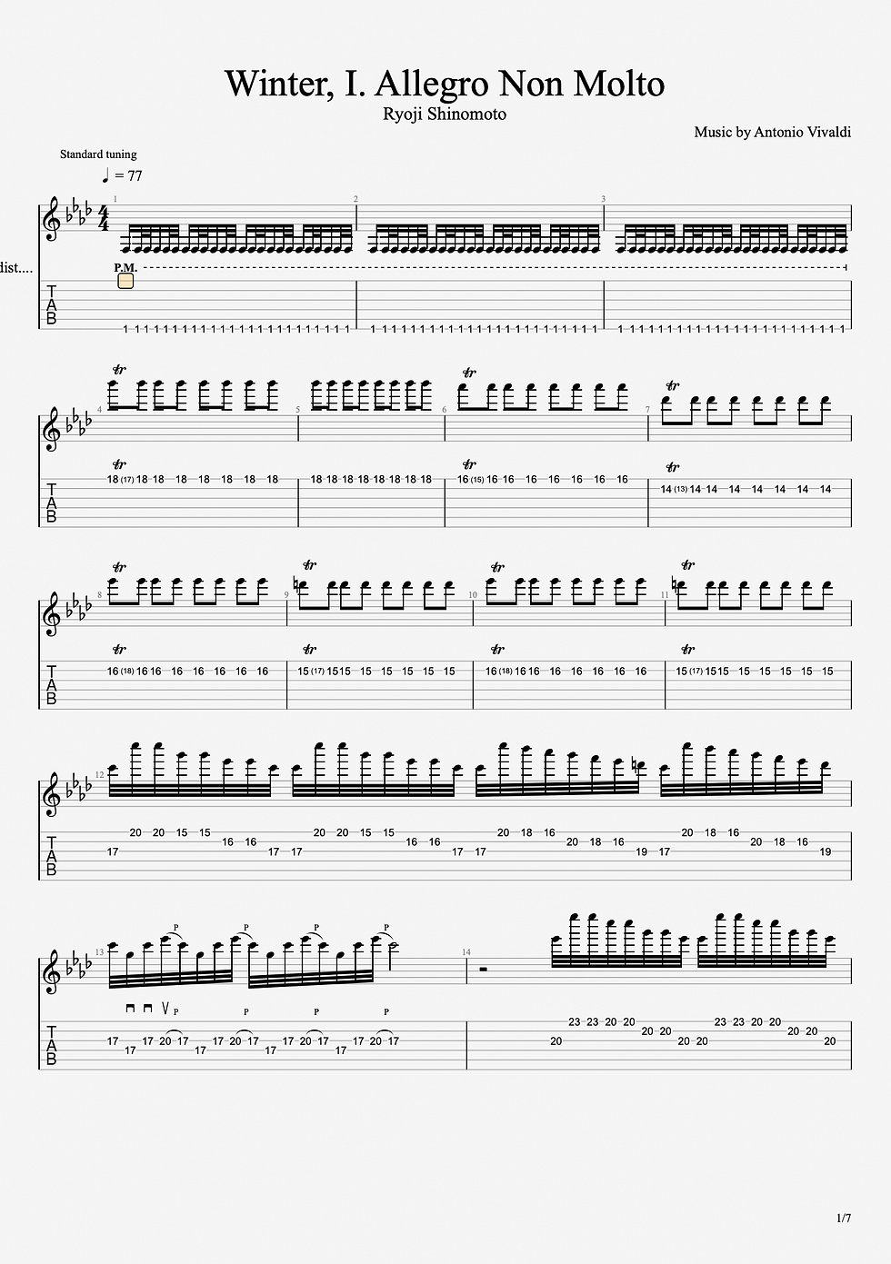 サムネイル： Vivaldi Metal Guitar TAB (3 Songs) Spring – Allegro / Summer – Presto / Winter –