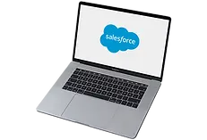 Salesforce logo on a laptop