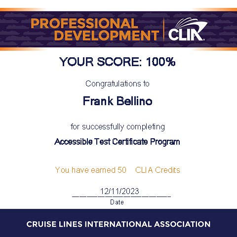 Accessible Test Cruise sertification