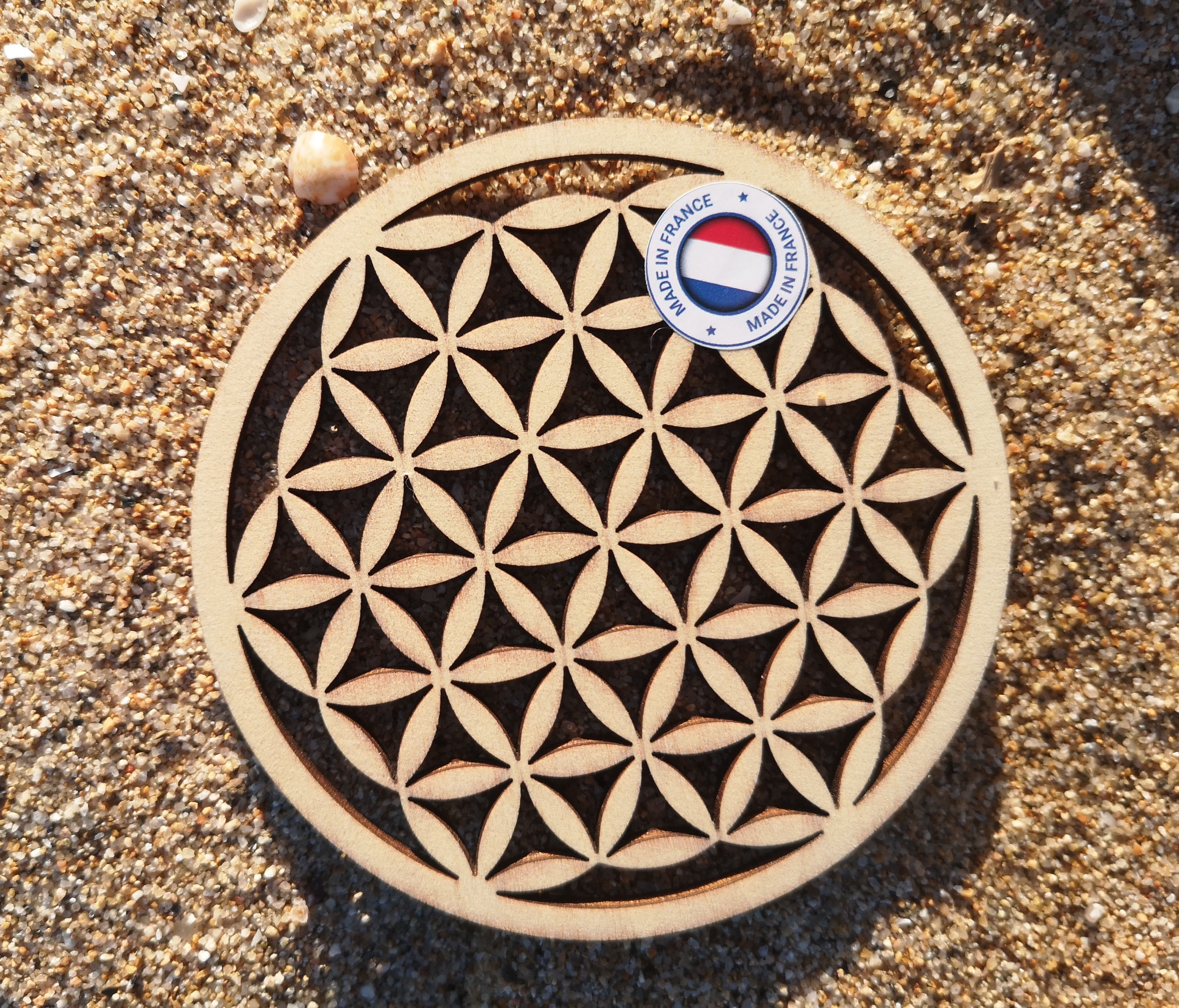 Plaque en bois - Fleur de vie