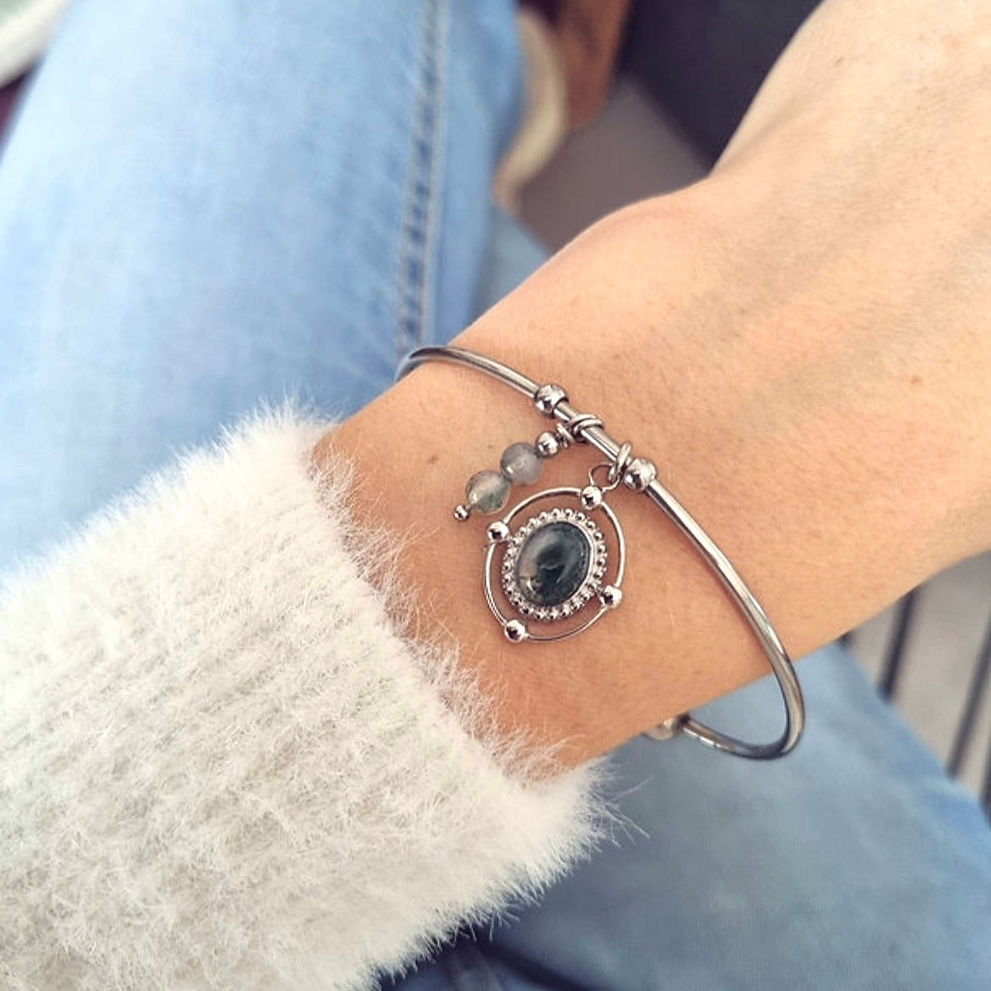 Jonc Malicieuse en agate mousse 