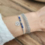 Bracelet Arbre de vie ajustable en pierre naturelle de lapis lazuli fait-main en acier inoxydable argenté