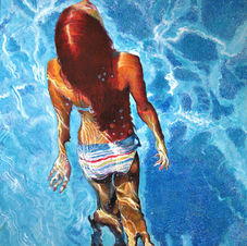 Marmaid in the sea , water marmaid , red hair girl swimming