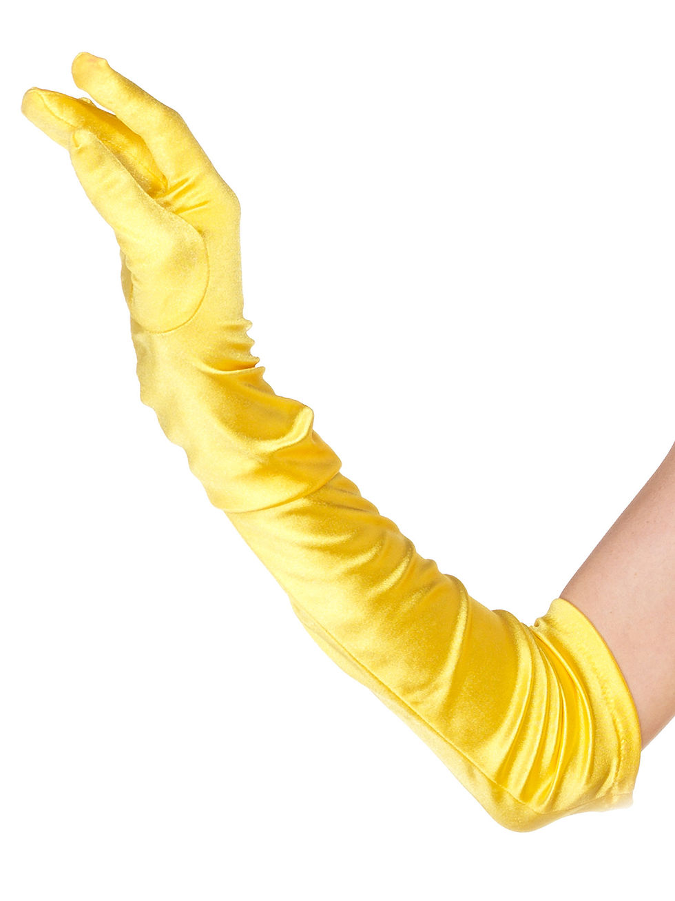 Thumbnail: Yellow extra long satin gloves