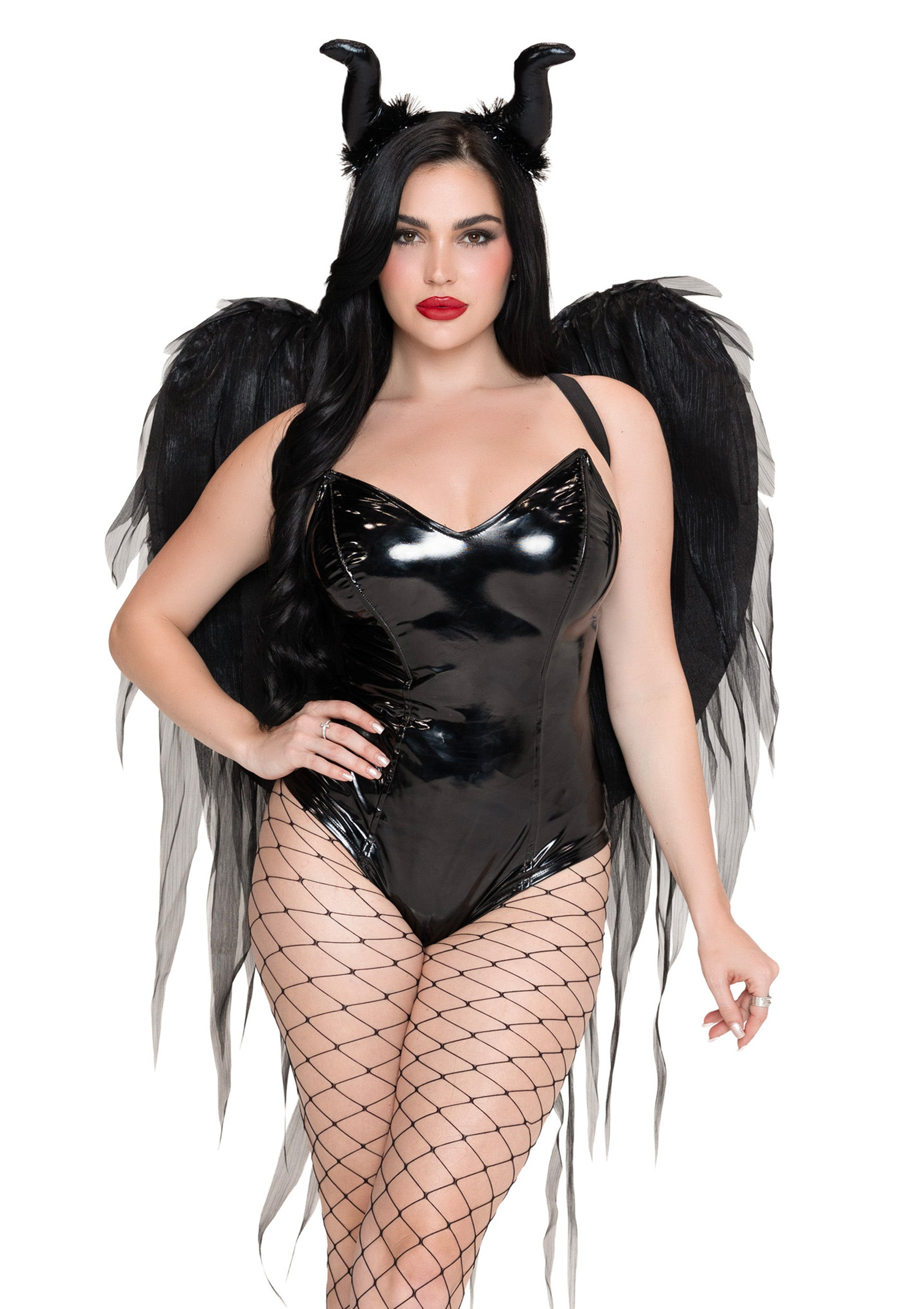 2 Pc Dark Enchantress Chiffon Wings and Horn Headband