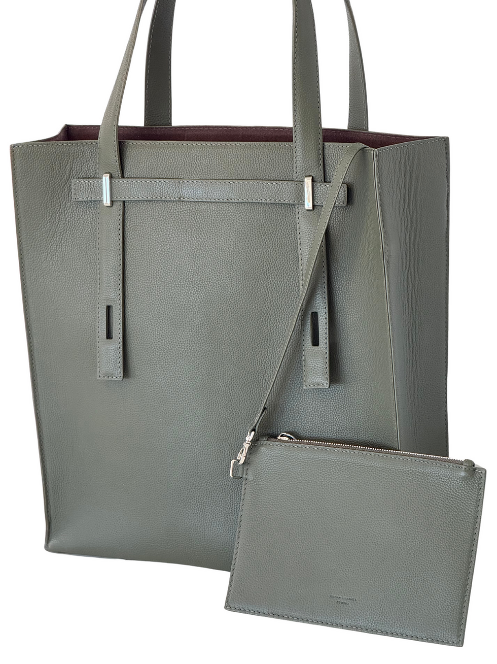 Прев'ю: Сумка шопер із зеленої структурованої італійської шкіри виконана вручну та розроблена дизайнером