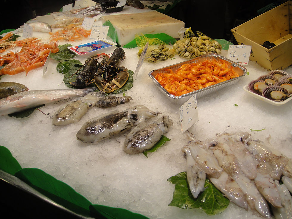 étalage du marché aux fruits de mer