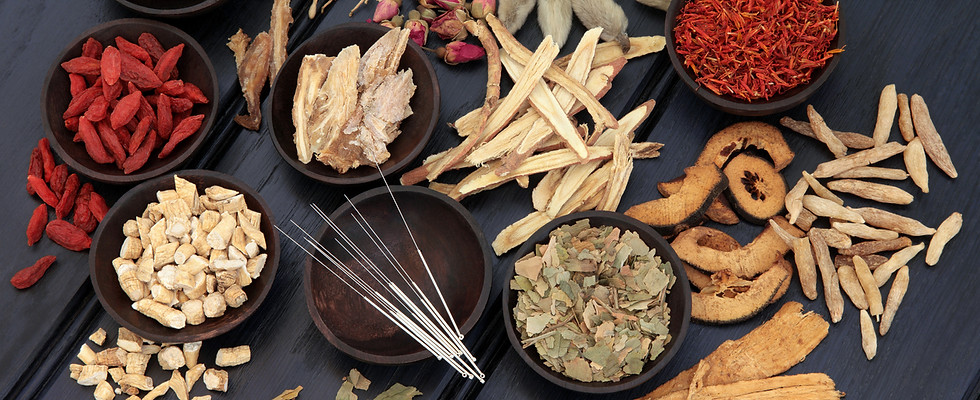 Chinese herbs and acupuncture needles