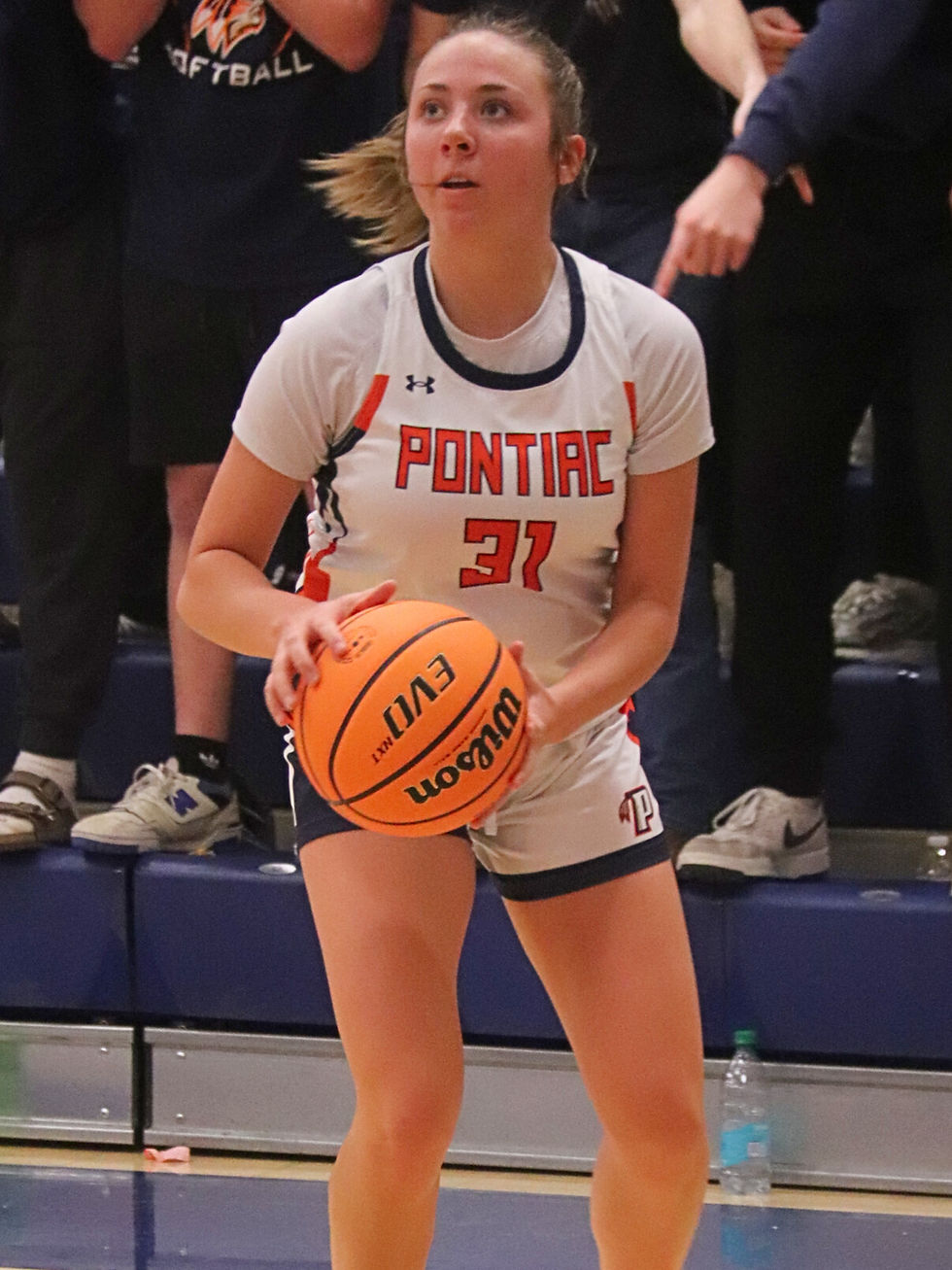 Bailee Branscum gets set to launch a 3-pointer against Manteno. Branscum buried a 3-point with 36 seconds remaining to help give the Indians their first sectional title since 1979.  (Erich Murphy/Bingo Magic Sports)