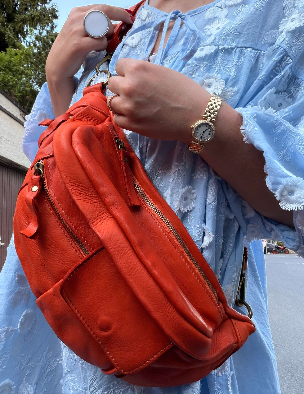 Thumbnail: VOLKI Umhängetasche Tasche Ledertasche Luxus Nappa Leder