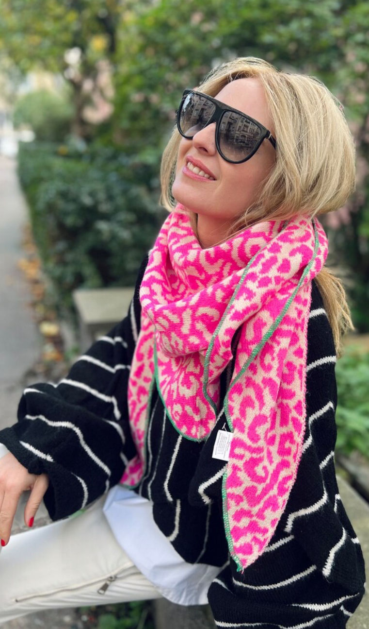 Miniaturbild:  Schal Wollschal Schals Leo Wolle Dreieckstuch Tuch Pink kuschelig und warm