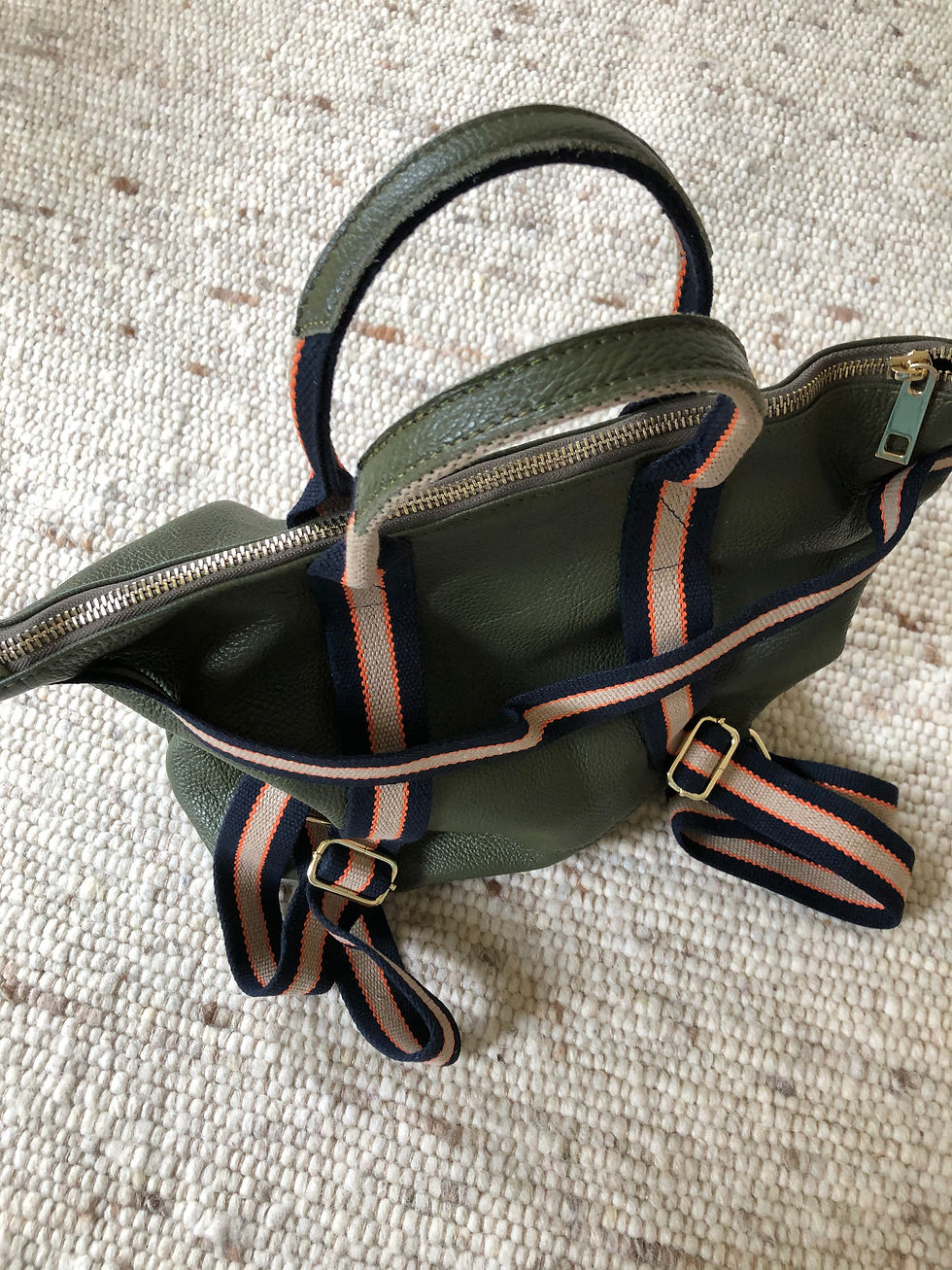 Thumbnail: JASPER Damen Rucksack Tragerücksack Leder Olive Handtasche neu 2 in 1