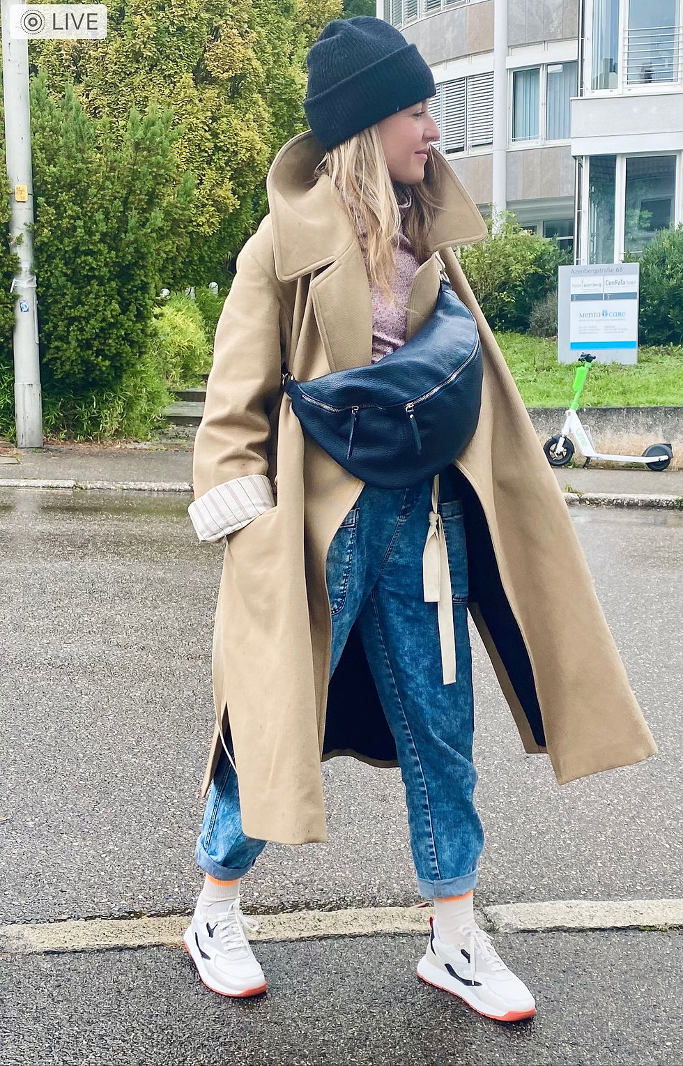 Thumbnail: IDA XL Umhängetasche Tasche Ledertasche Großbody Großbodybag Blau