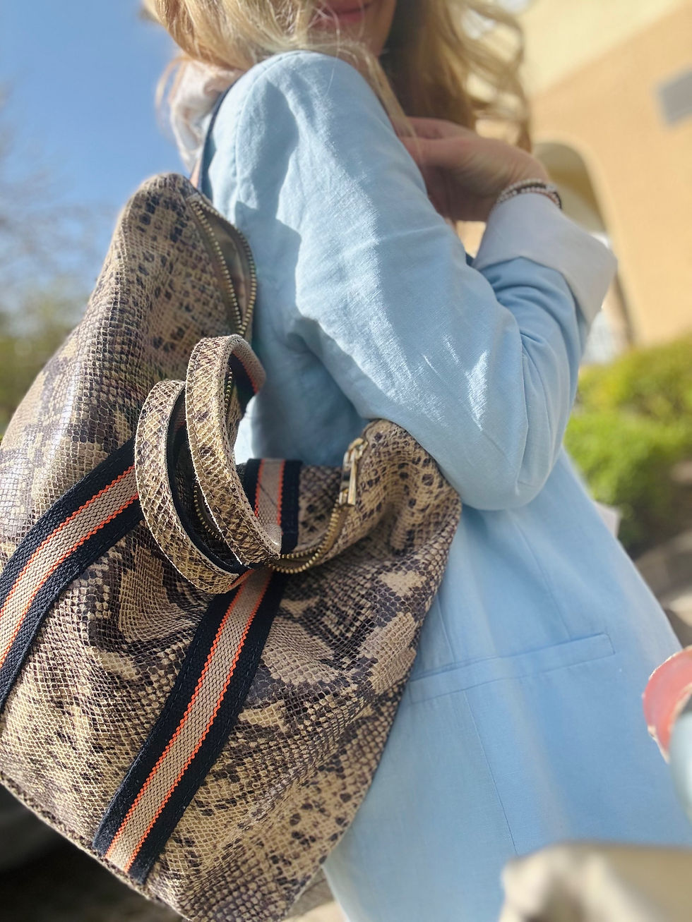 Miniaturbild: JASPER Tasche Rucksack Rucksacktasche Ledertasche Leder 2 in 1 Schlangenprint